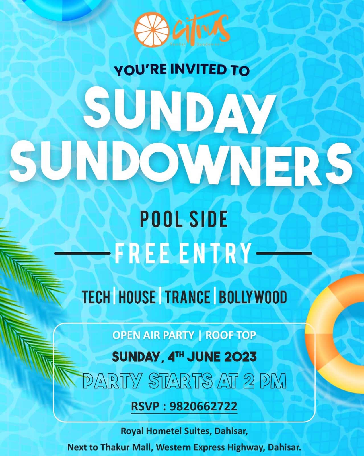 Sunday Sundowner Pool Party - Free Entry For All thumb 3