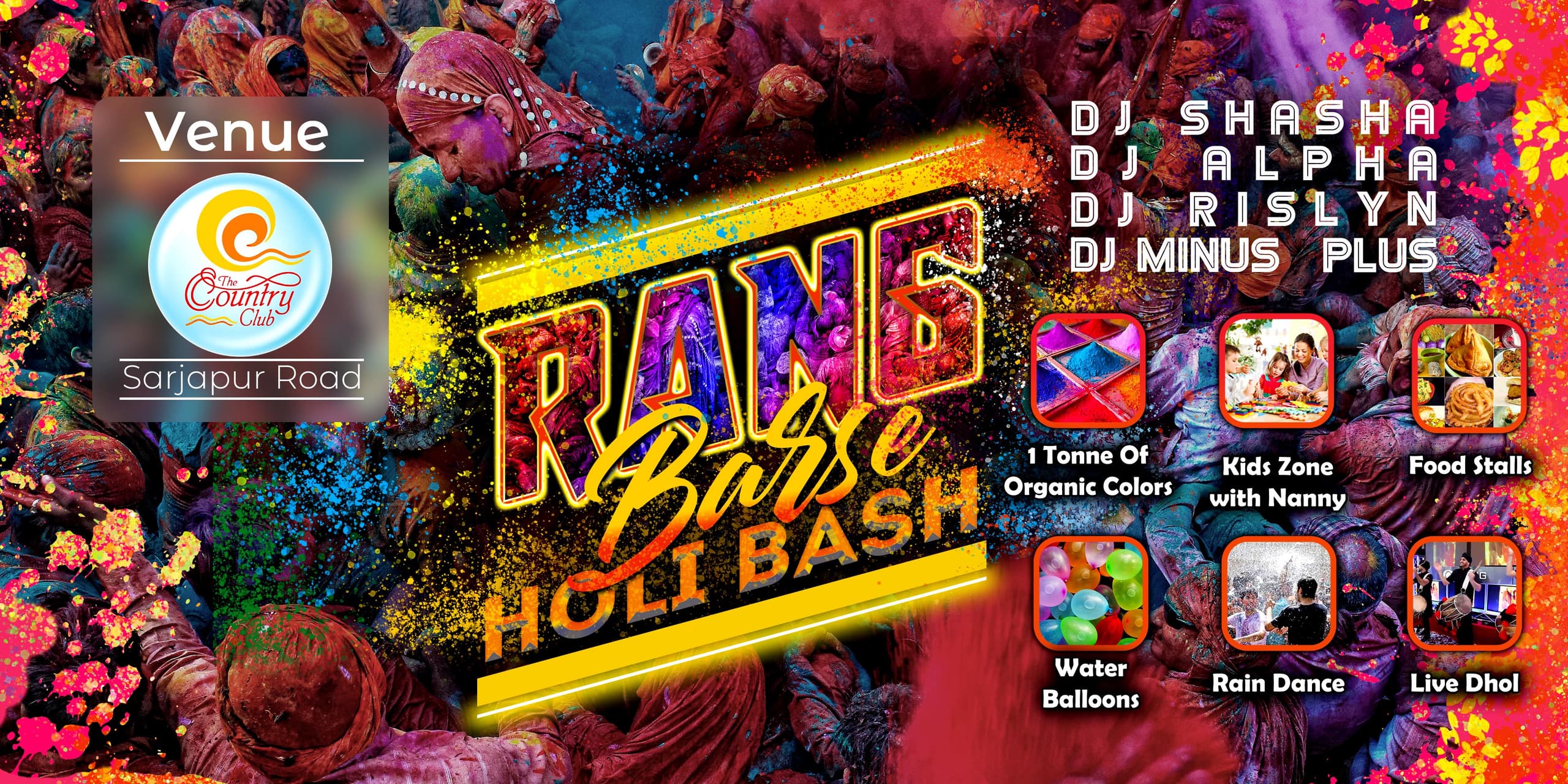 Rang Barse Holi Bash 2018 (3rd March) at Country Club