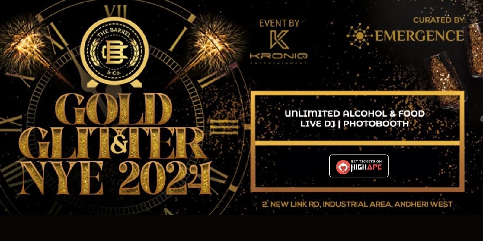 Gold And Glitter NYE 2024 | The Barrel Co