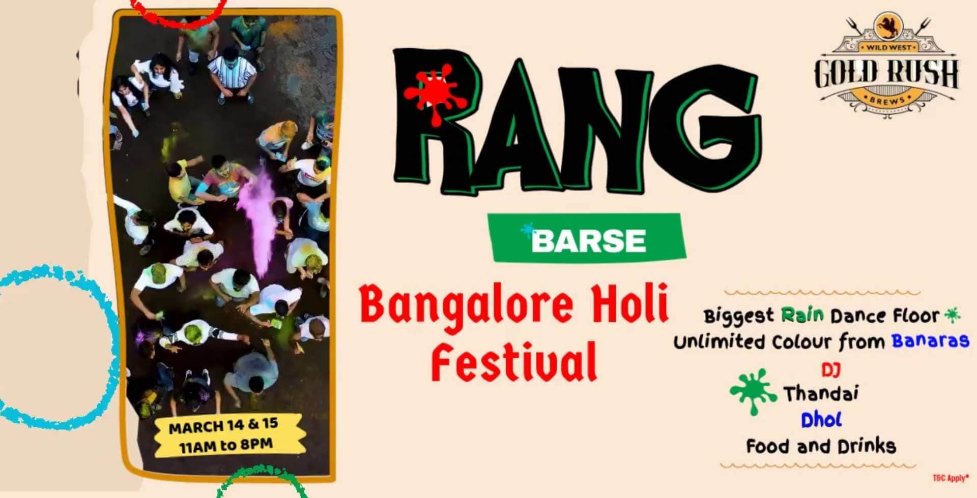 Range Barse Bangalore Biggest Holi Festival | Gold Rush Brews