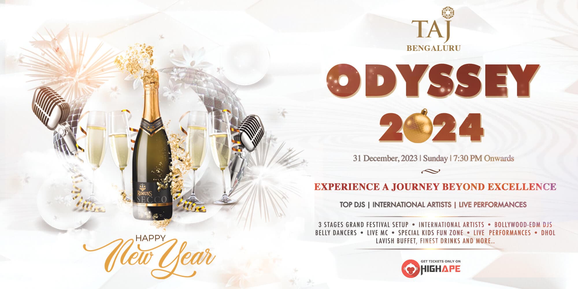 TAJ Odyssey 2024 - Bangalore's Biggest International New Year Celebration 2024