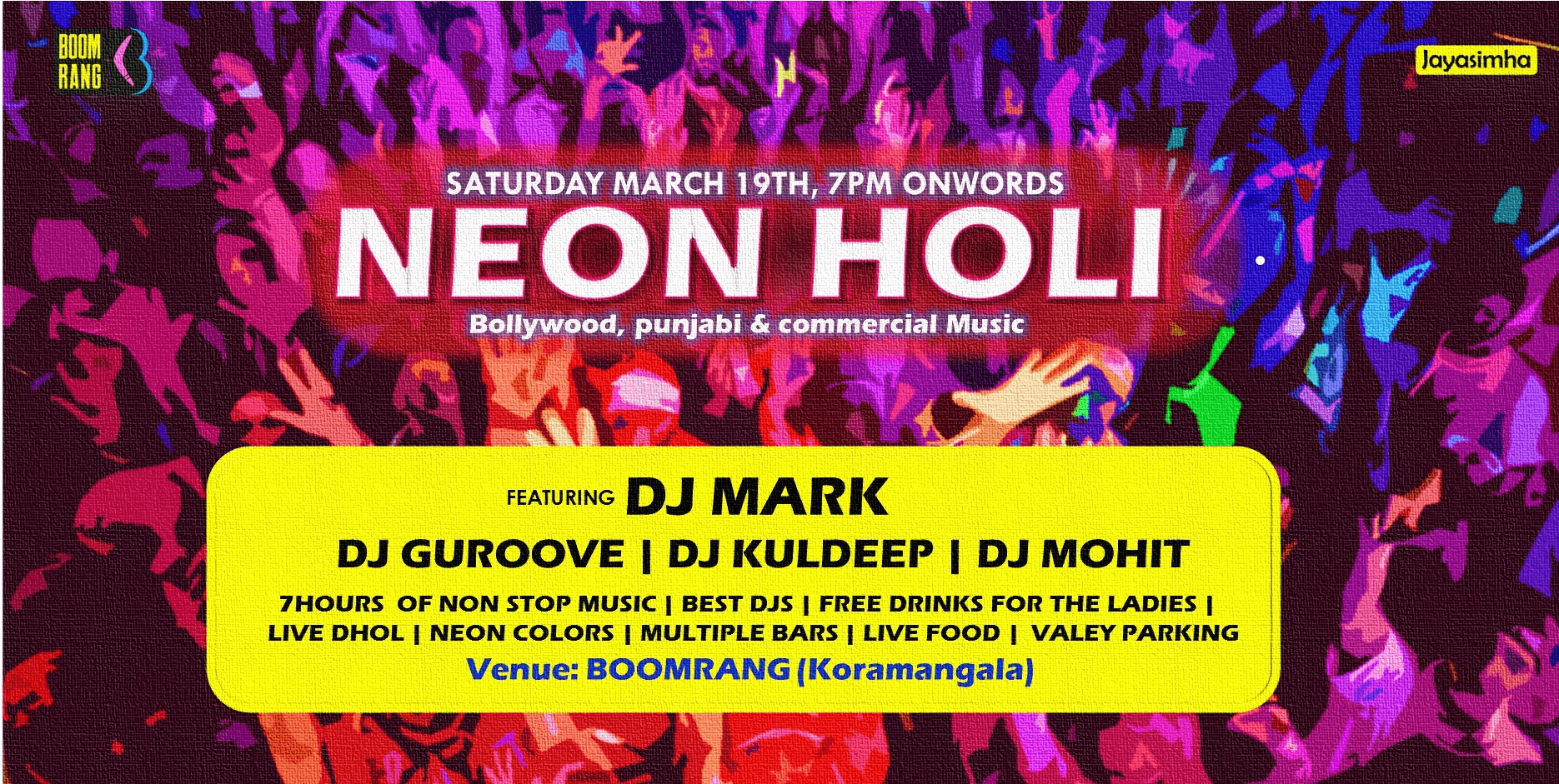 Big Bollywood Neon Holi At BOOMRANG (Koramangala)