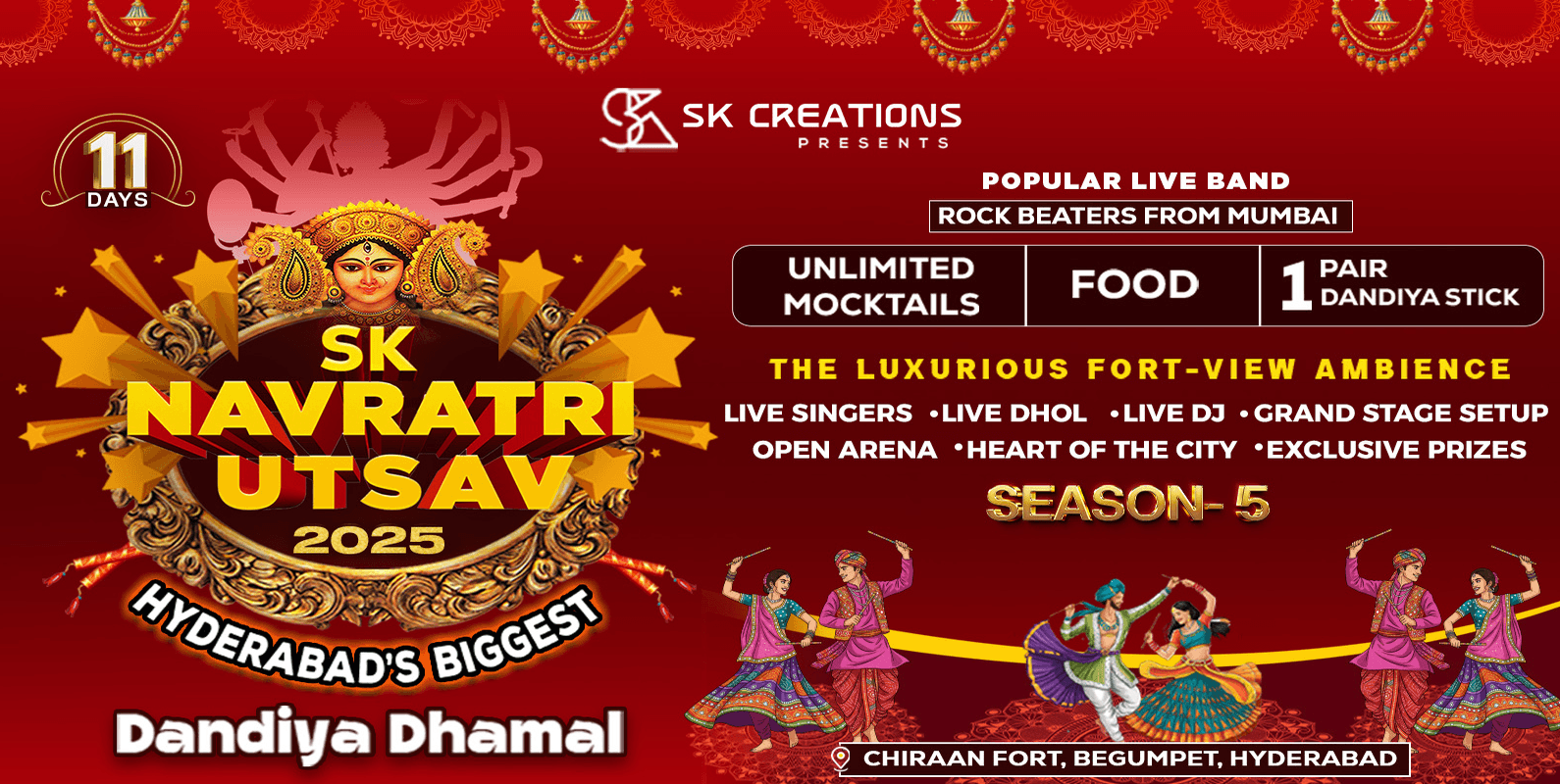 SK Navratri Utsav 2025 | Hyderabad Biggest Dandiya Dhamal