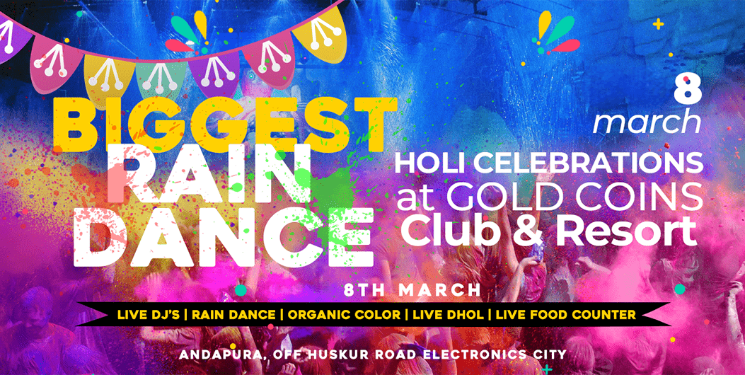 Biggest Rain Dance Holi Celebrations At Gold Coins Club & Resort