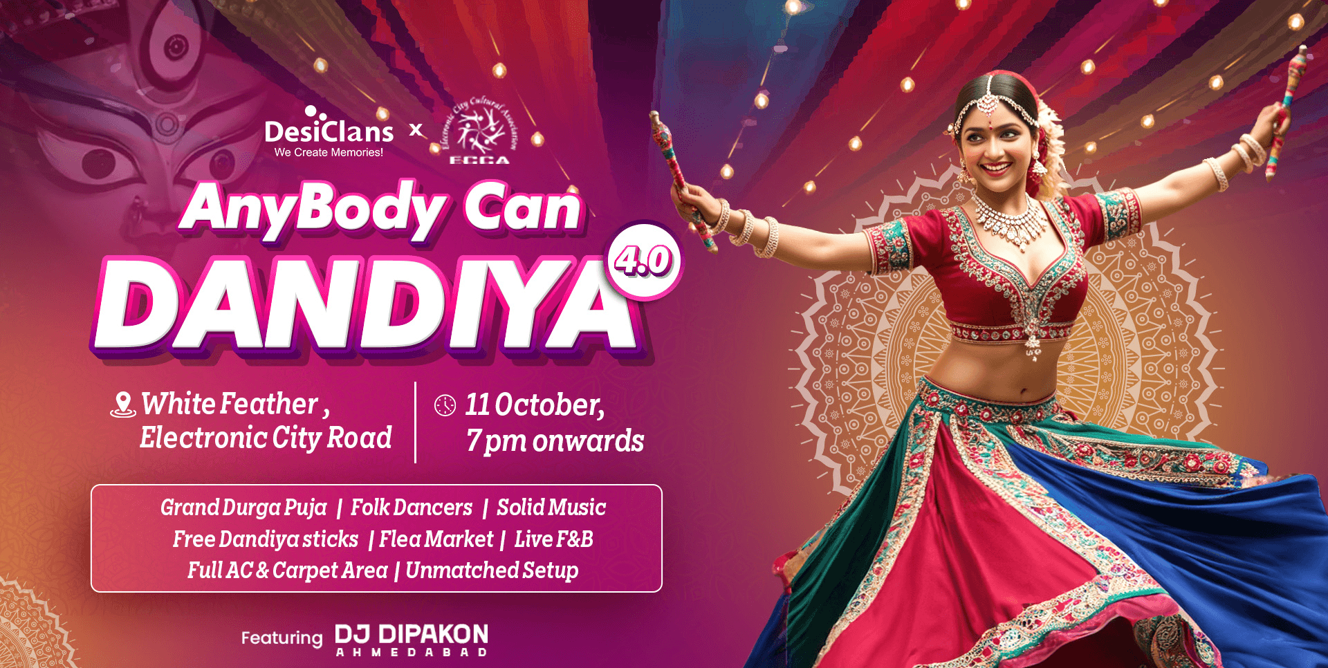 Anybody Can Dandiya 4.0 | White Feather