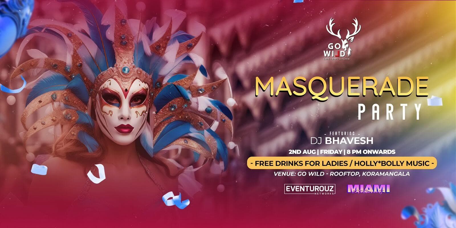 Friday Bollywood Masquerade Night | Gowild Rooftop Kormangala