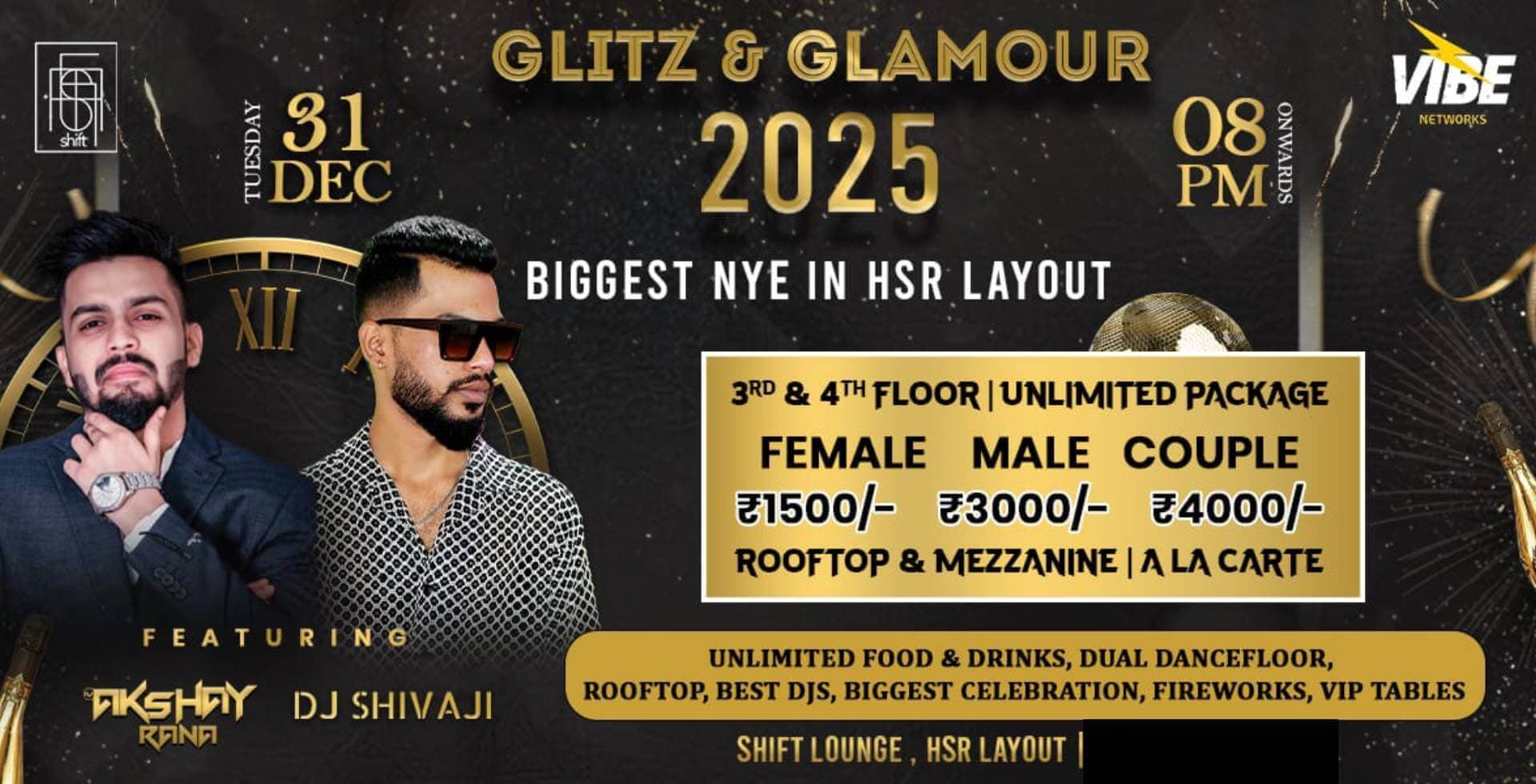 NYE 2025 | Shift HSR Lounge And Rooftop