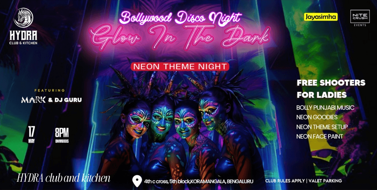 Bollywood Disco Neon Theme Party At Hydra Club And Kitchen