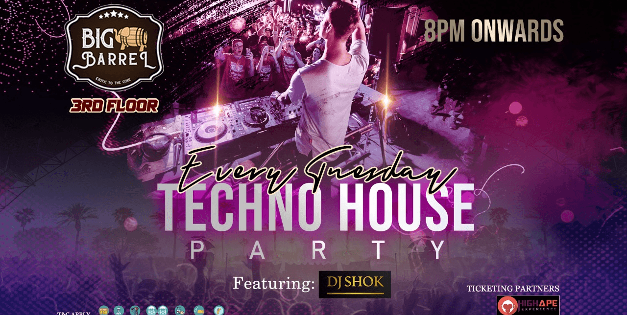 Every Tuesday Techno House Party Ft Dj Shok