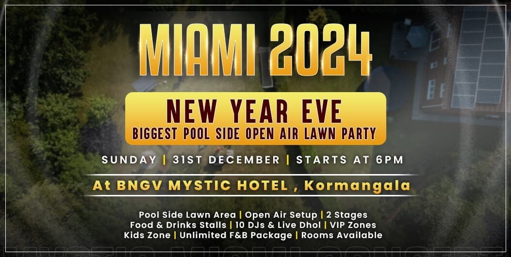 Miami 2024 | Koramangala Biggest Poolside Open Air Lawn New Year Party