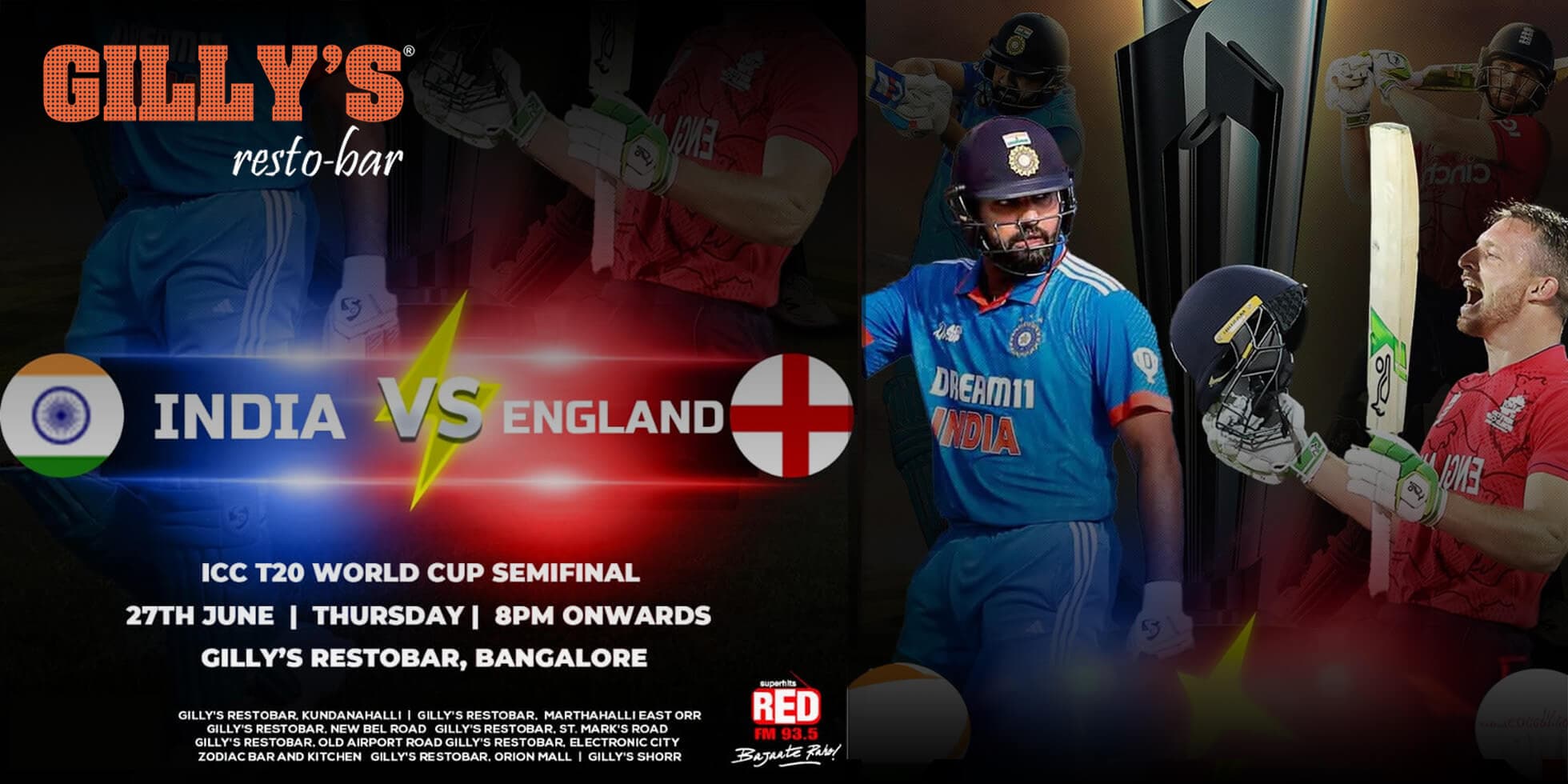 India Vs England Semi Final | Live World Cup Screening at Gilly's Kundanahalli 