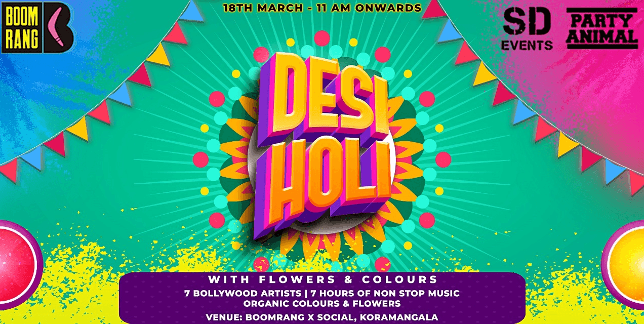 Desi Holi Party Flowers And Colours At Boomrang Koramangala