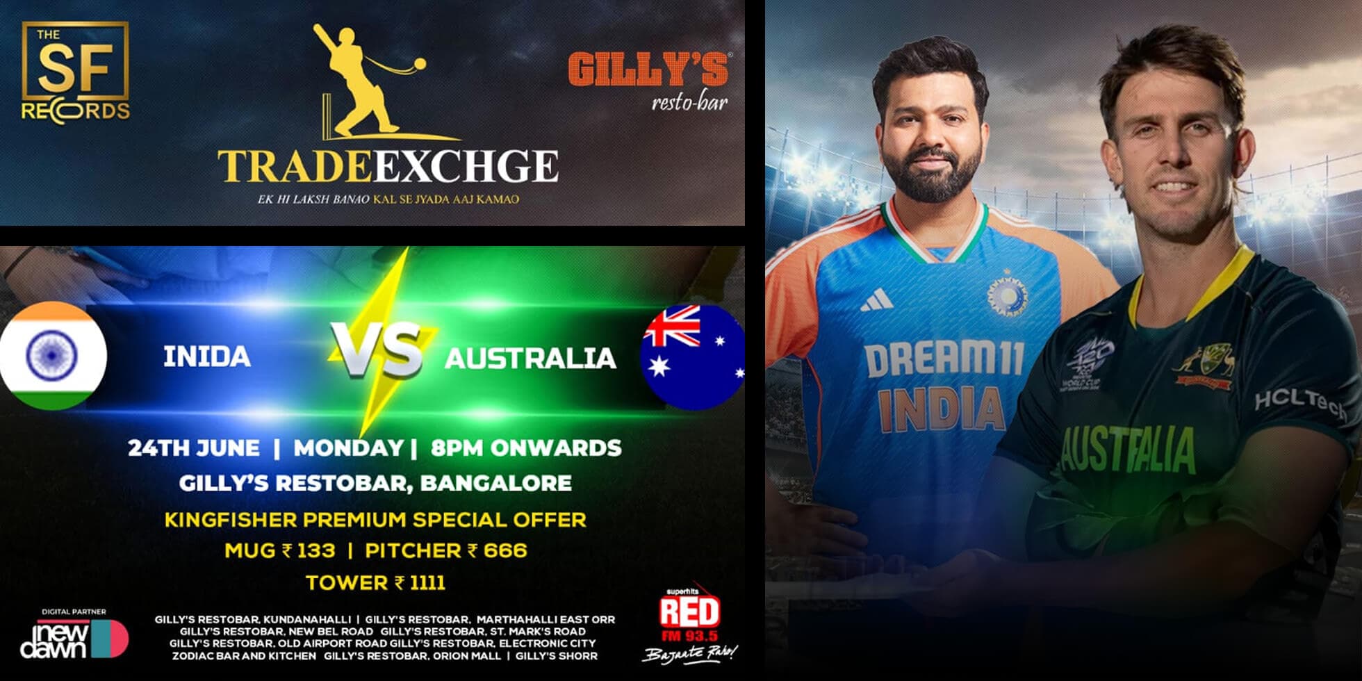 India Vs Australia T20 World Cup Live Screening  | Gillys Kundanahalli