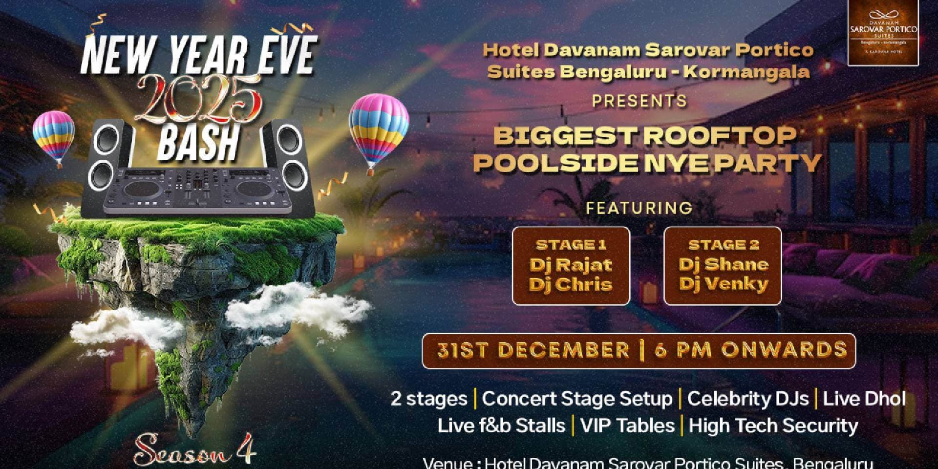 Koramangala Biggest Poolside - Rooftop Party | NYE 2025