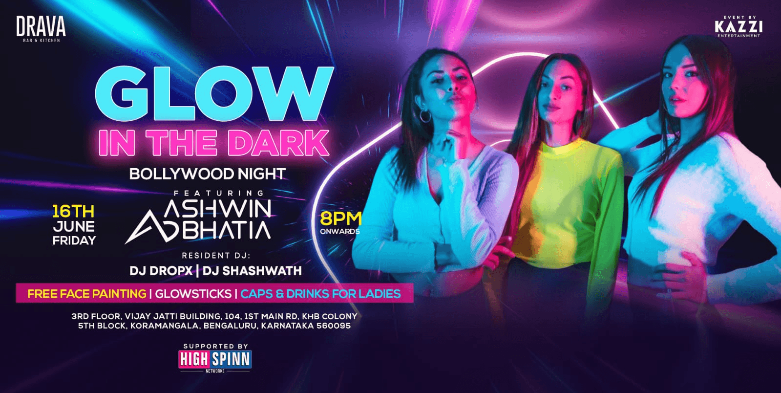 Friday Glow In Dark Bollywood Party | Drava