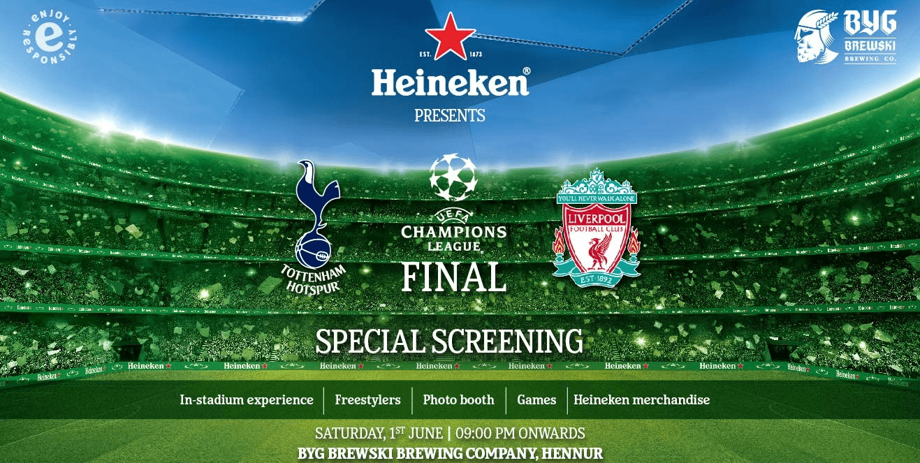 UEFA Champions League Finals at Byg Brewski Brewing Co - Hennur