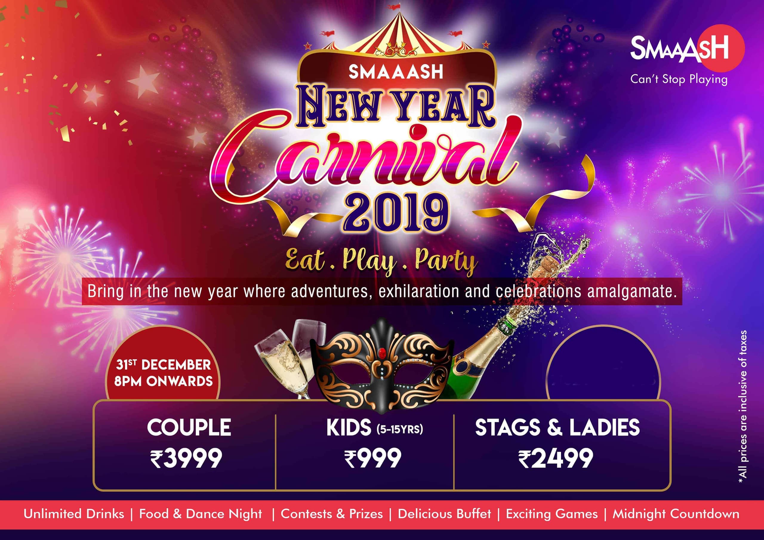 SMAAASH New Year Bash 2019 - Lido Mall, MG Road, Bengaluru
