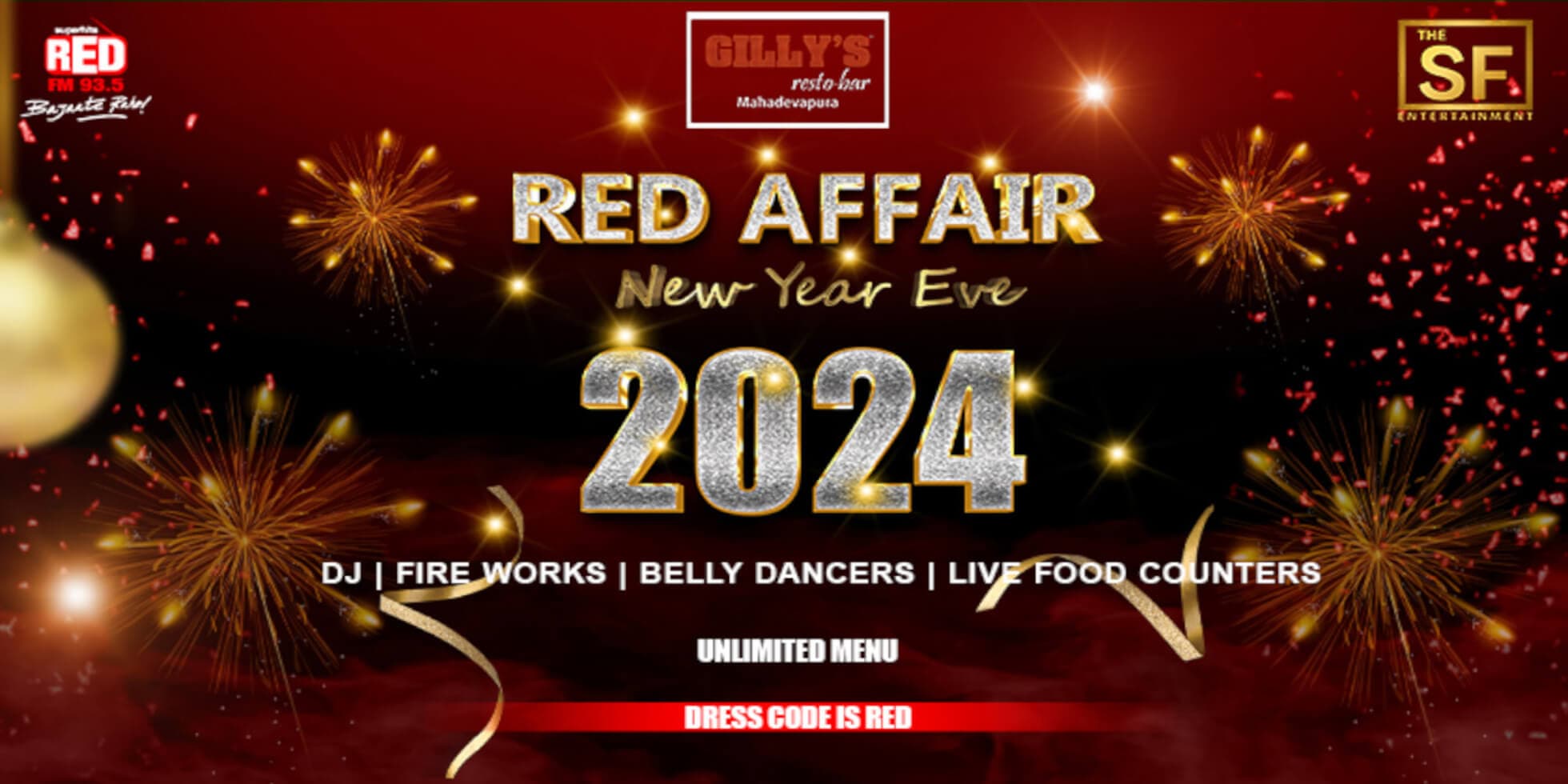 Red Affair New Year Eve 2024 | Gillys Mahadevpura