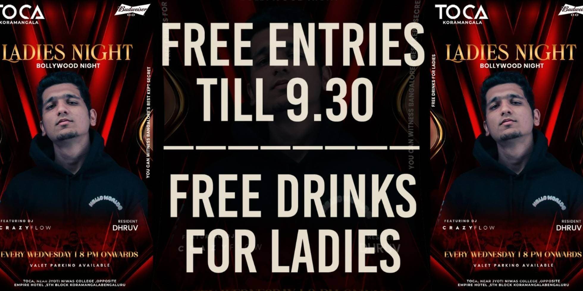 Wednesday Ladies Night At Toca Koramangala