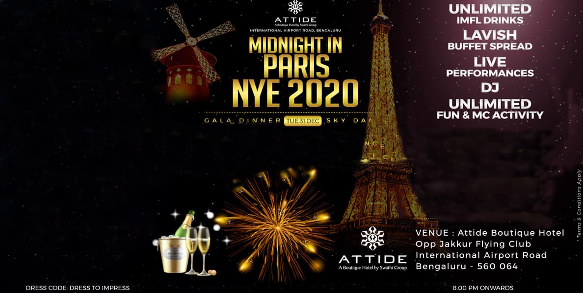 Midnight In Paris NYE 2020 At Attidehotels New Airport Road Blr
