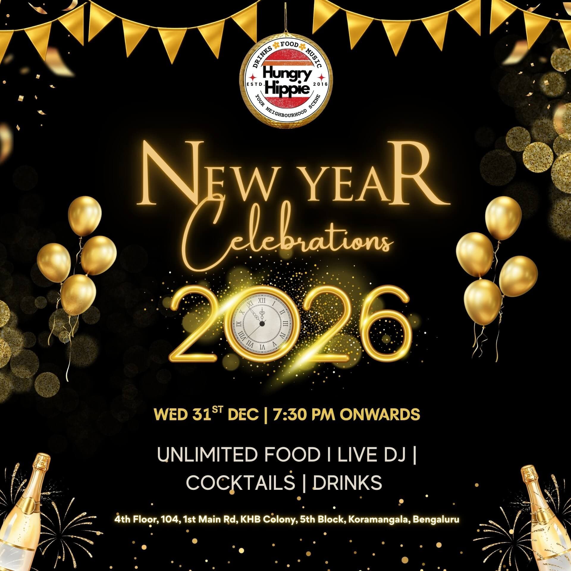 New Year Party 2026 At Hungry Hippie